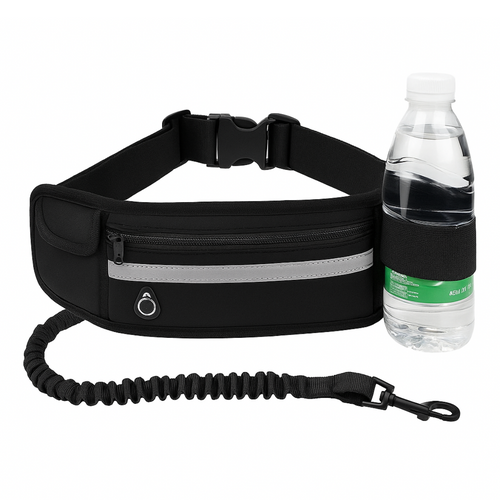 Hands-Free Dog Leash with Waist Pouch – Bungee Walking & Running Leash