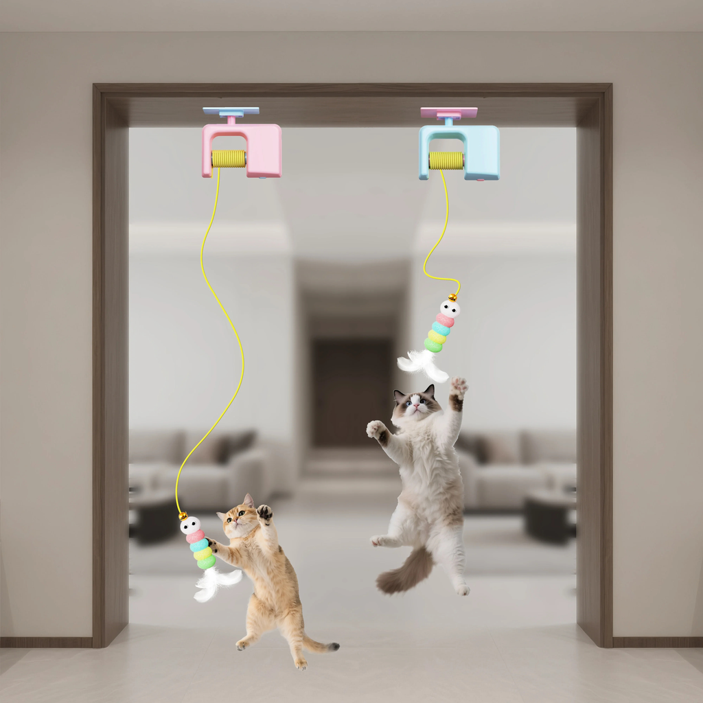 Automatic Hanging Cat Teaser Toy with 2 Refills
