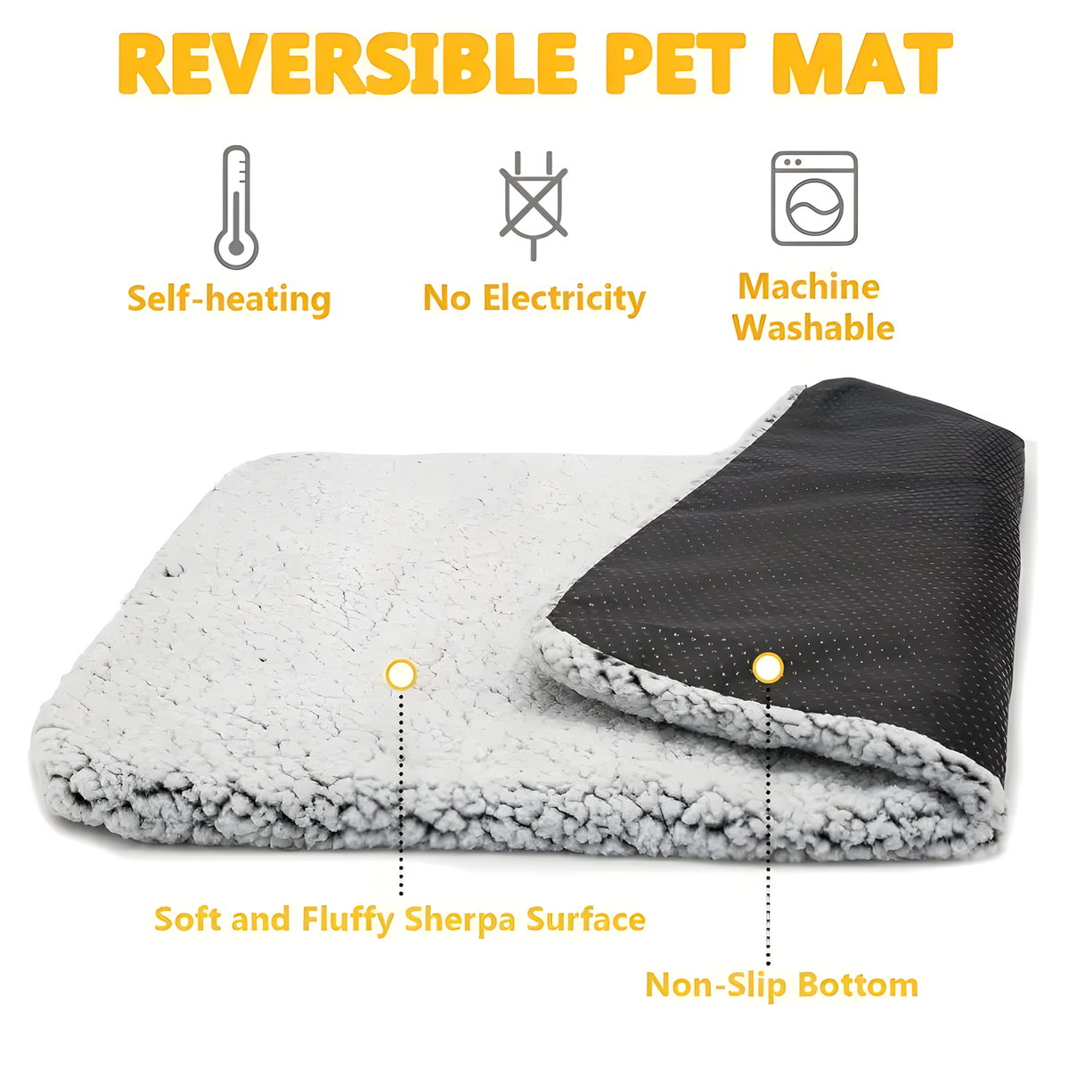 Self-Warming Pet Mat – No-Plug Thermal Bed Pad for Cats & Dogs