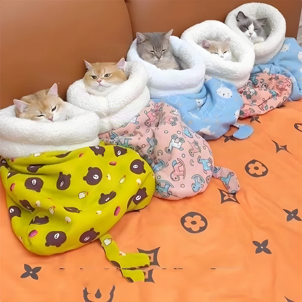 Plush Cat Sleeping Bag – Cozy Covered Cat Bed