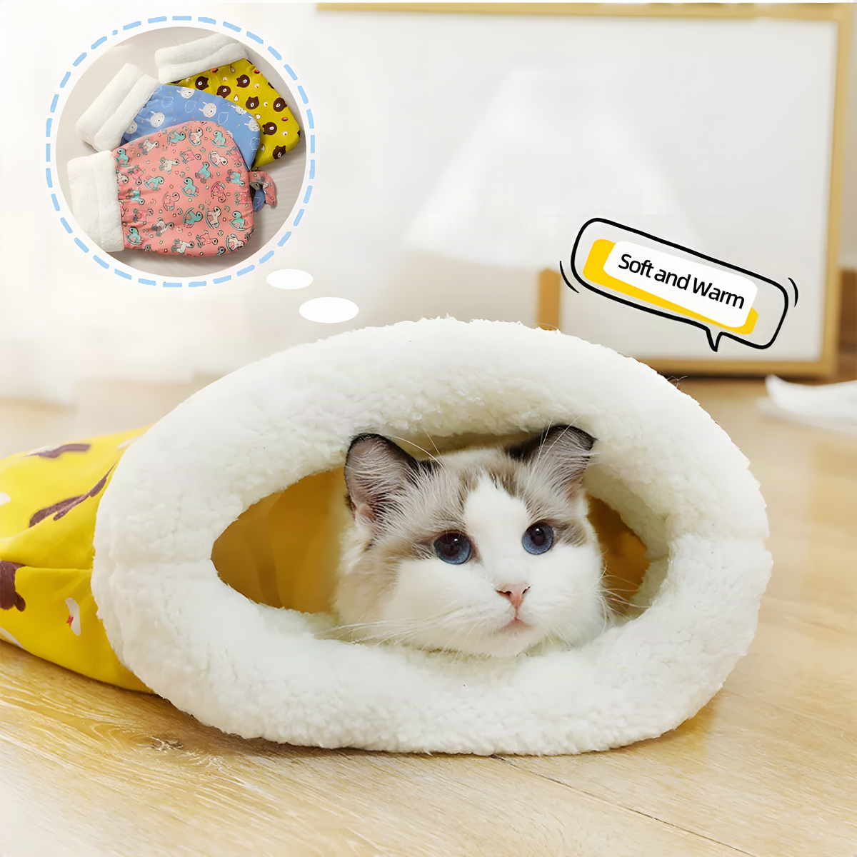 Plush Cat Sleeping Bag – Cozy Covered Cat Bed