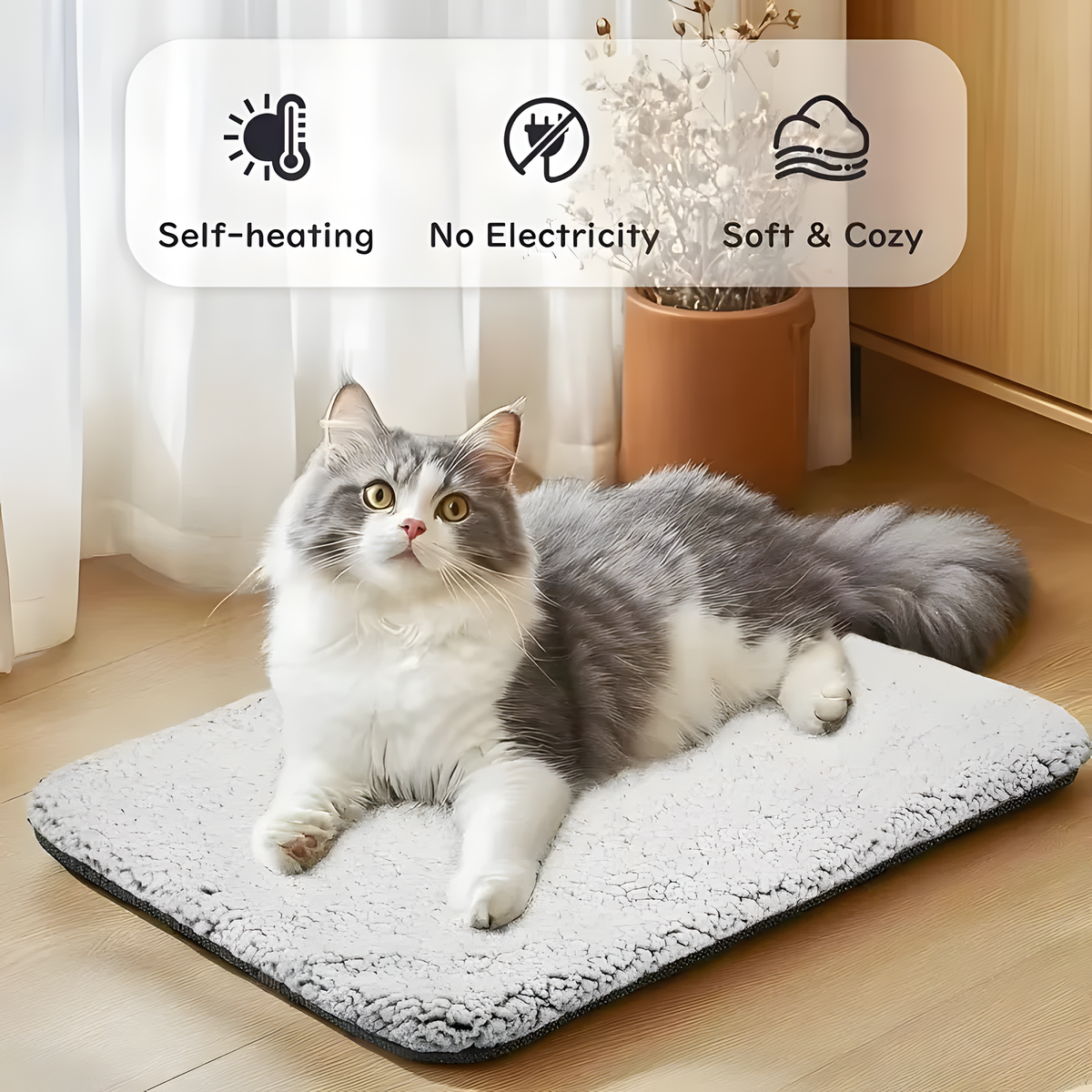 Self-Warming Pet Mat – No-Plug Thermal Bed Pad for Cats & Dogs