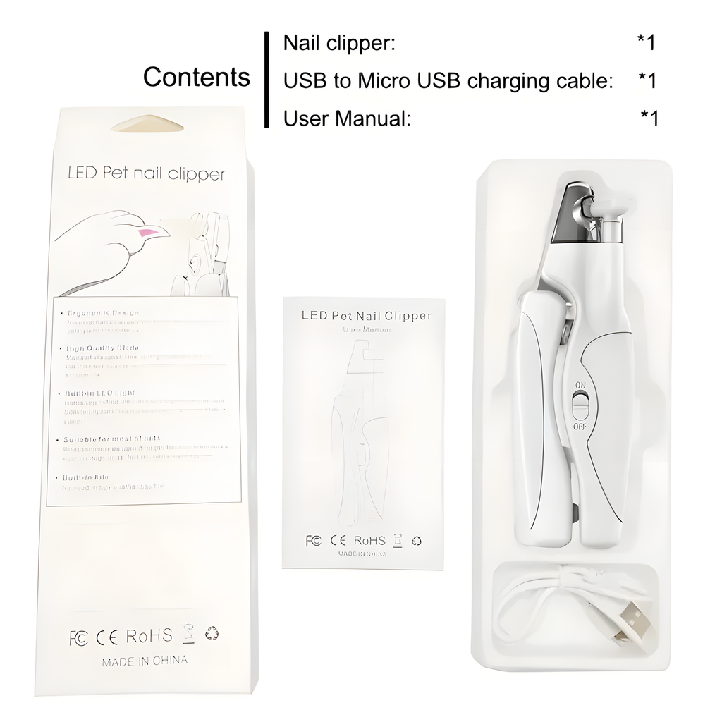 Rechargeable LED Pet Nail Clipper with Nail File