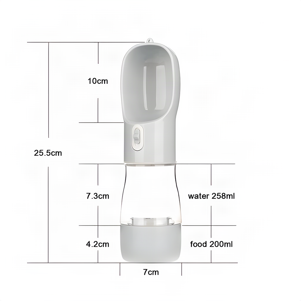 Portable Dog Water Bottle with Food Container – 2-in-1 Travel Cup