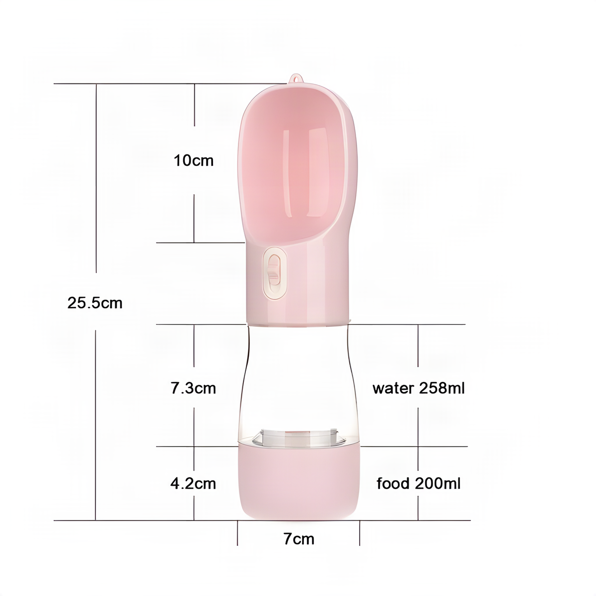 Portable Dog Water Bottle with Food Container – 2-in-1 Travel Cup