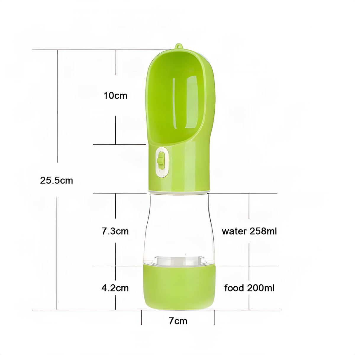 Portable Dog Water Bottle with Food Container – 2-in-1 Travel Cup